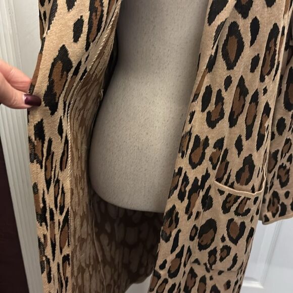 Chico’s Leopard Print cotton/rayon open front Long Coat, XS - Picture 6 of 10
